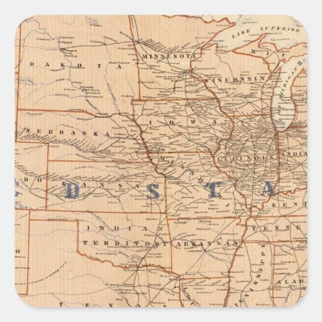 Topographical Map of the United States Square Sticker (Front)