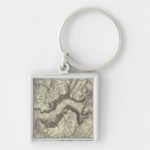 Topographical Map of The Yosemite Valley Key Ring