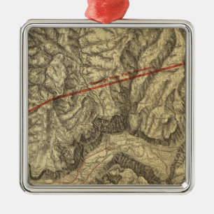 Topographical Map of The Yosemite Valley Metal Tree Decoration