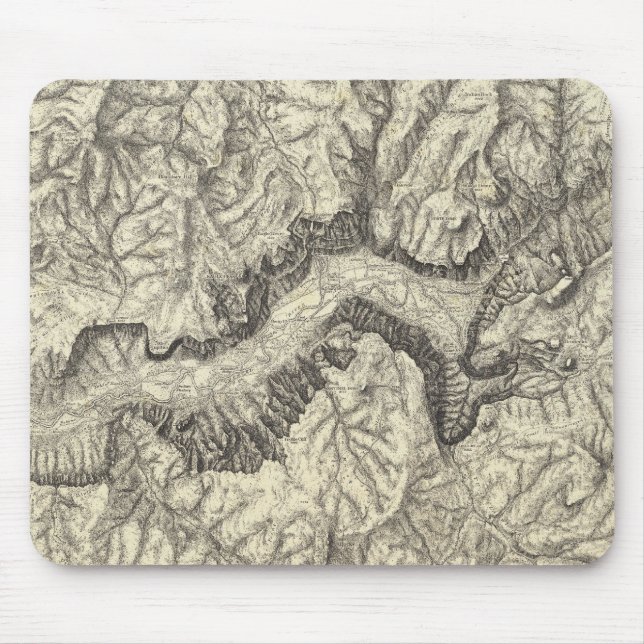 Topographical Map of The Yosemite Valley Mouse Mat (Front)