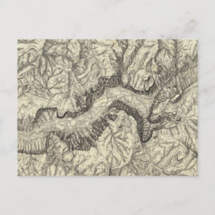 Topographical Map of The Yosemite Valley Postcard