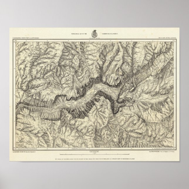 Topographical Map of The Yosemite Valley Poster (Front)