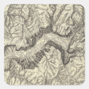 Topographical Map of The Yosemite Valley Square Sticker