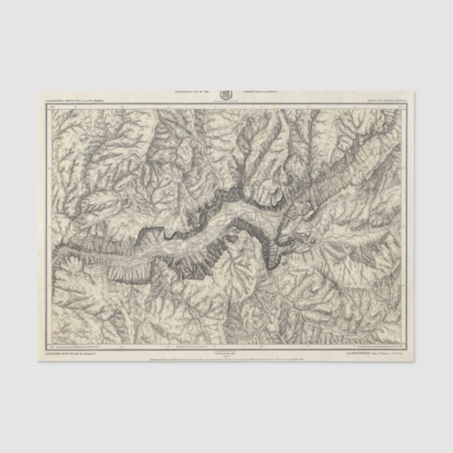 Topographical Map of The Yosemite Valley Tissue Paper (Front)