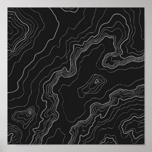 Topography Black map Poster