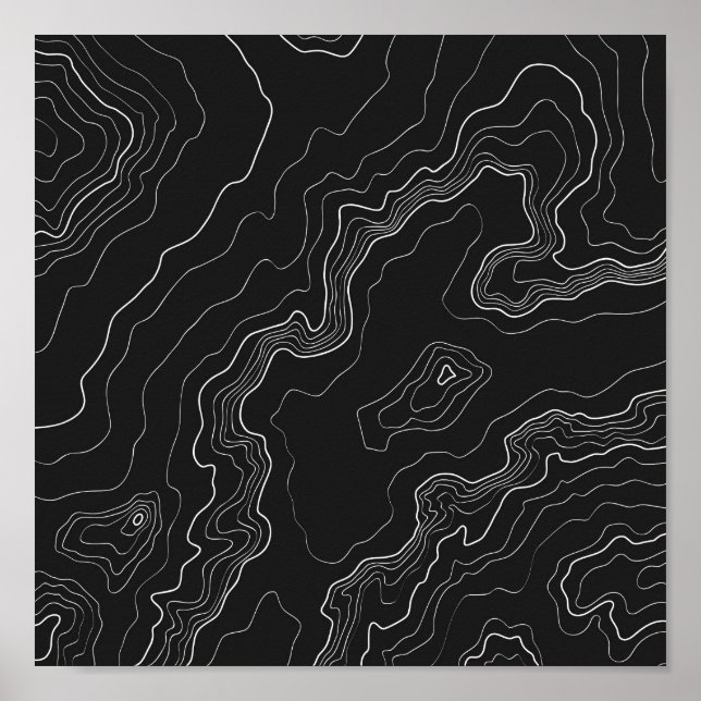 Topography Black map Poster (Front)