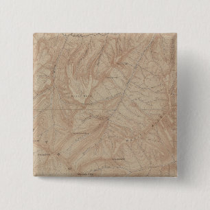 Topography Map, Yellowstone National Part, Wyoming 15 Cm Square Badge