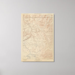 Topography Map, Yellowstone National Part, Wyoming Canvas Print