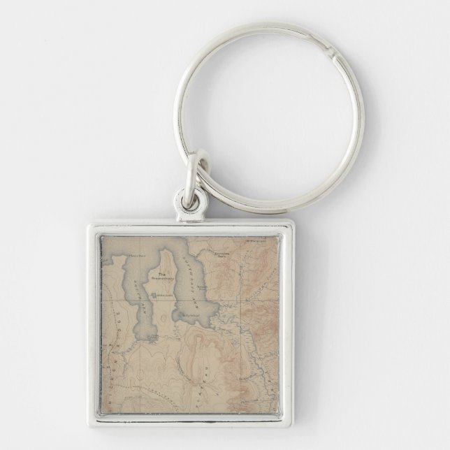 Topography Map, Yellowstone National Part, Wyoming Key Ring (Front)