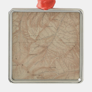 Topography Map, Yellowstone National Part, Wyoming Metal Tree Decoration