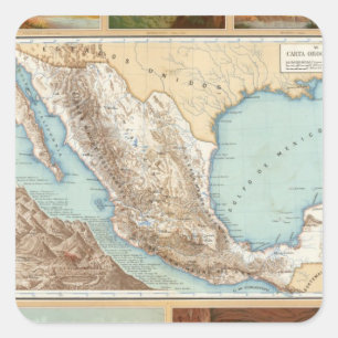 Topography of Mexico Square Sticker