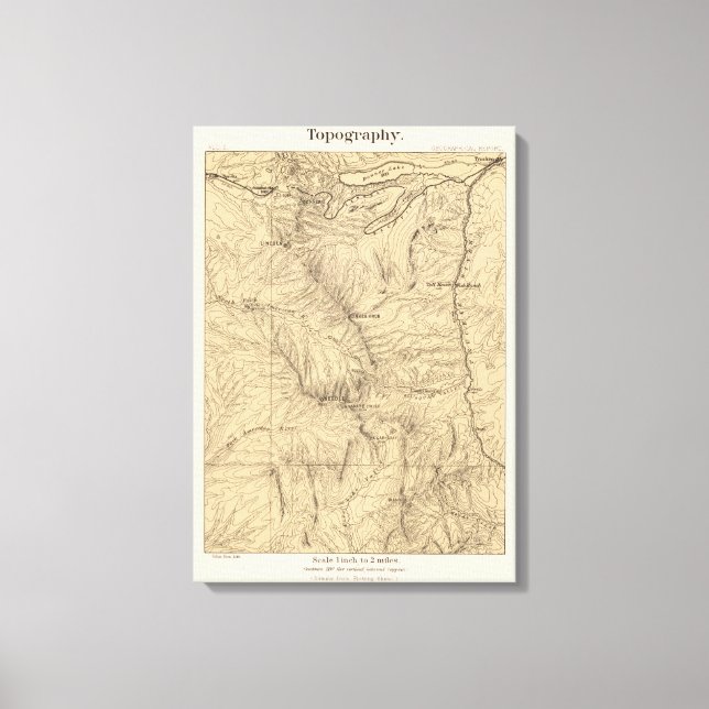 Topography TruckeeDonner Pass Region, California Canvas Print (Front)
