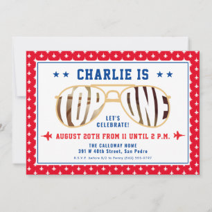 TopOne Fighter Pilot Themed First Birthday Invitation