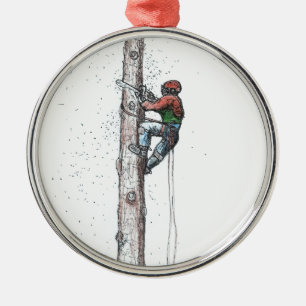 Topping out Arborist Tree Surgeon Metal Tree Decoration