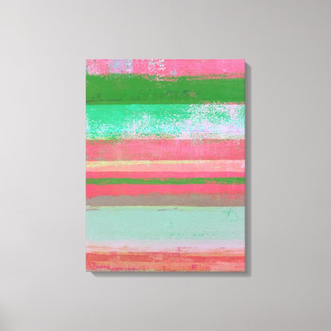 'Toppled' Pink and Green Abstract Art Canvas Print (Front)