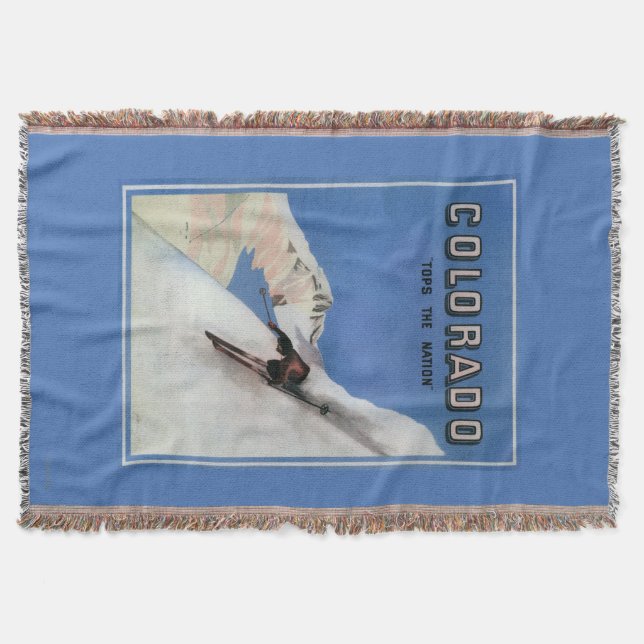 Tops the Nation - Skiing Promotional Poster Throw Blanket (Front)