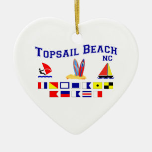 Topsail Beach NC Signal Flag Ceramic Tree Decoration