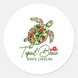 Topsail Beach North Carolina Sea Turtle Tropical H Classic Round Sticker
