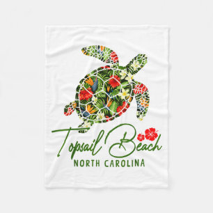 Topsail Beach North Carolina Sea Turtle Tropical H Fleece Blanket