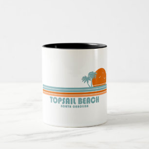 Topsail Beach North Carolina Sun Palm Trees Two-Tone Coffee Mug