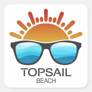 Topsail Beach North Carolina Sunglasses Square Sticker