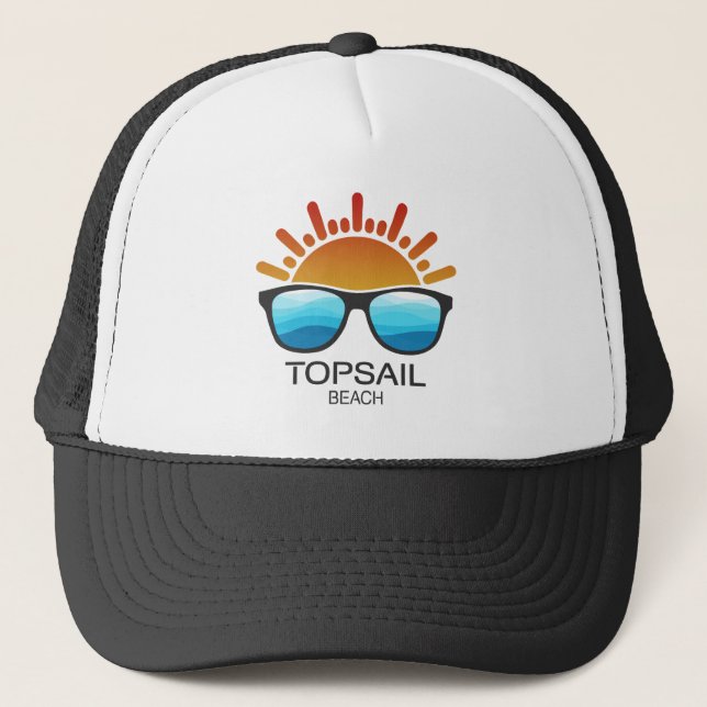 Topsail Beach North Carolina Sunglasses Trucker Hat (Front)