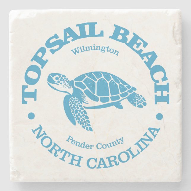 Topsail Beach (sea turtle) Stone Coaster (Front)