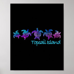 Topsail Island Beach Design Tribal Turtle Gift  Poster