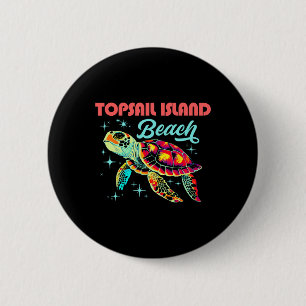 Topsail Island Beach Nc Artistic Sea Turtle Retro 6 Cm Round Badge