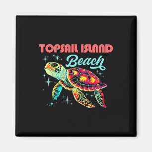 Topsail Island Beach Nc Artistic Sea Turtle Retro Magnet
