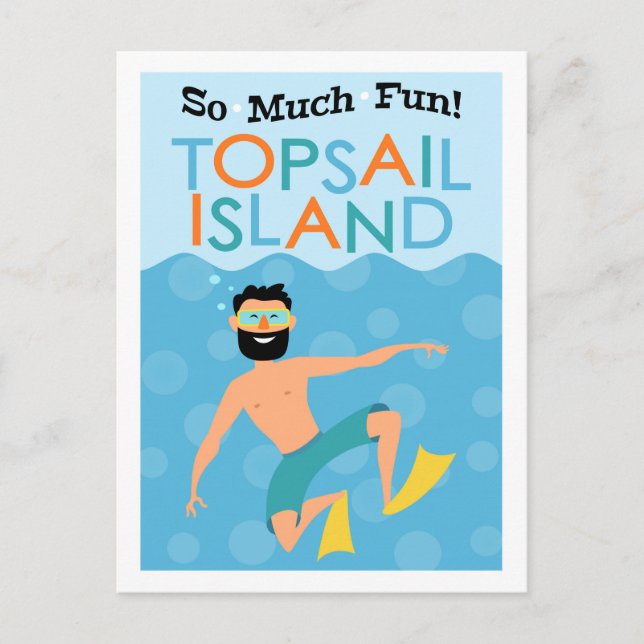 Topsail Island Fun Hipster Travel Postcard (Front)