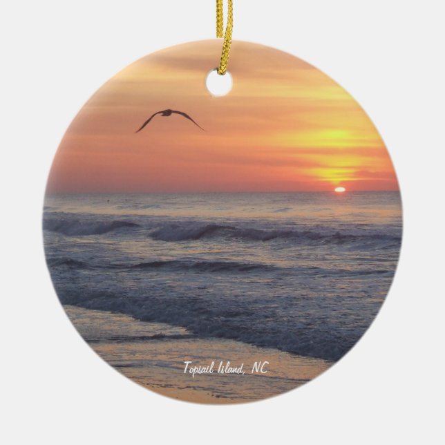 Topsail Island, NC Ceramic Tree Decoration (Front)