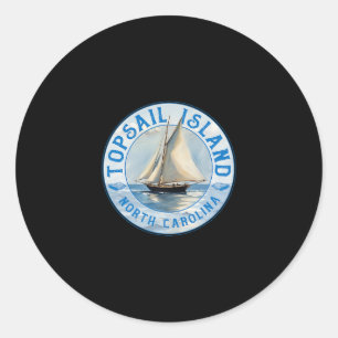 Topsail Island North Carolina Vintage Sailboat Des Classic Round Sticker
