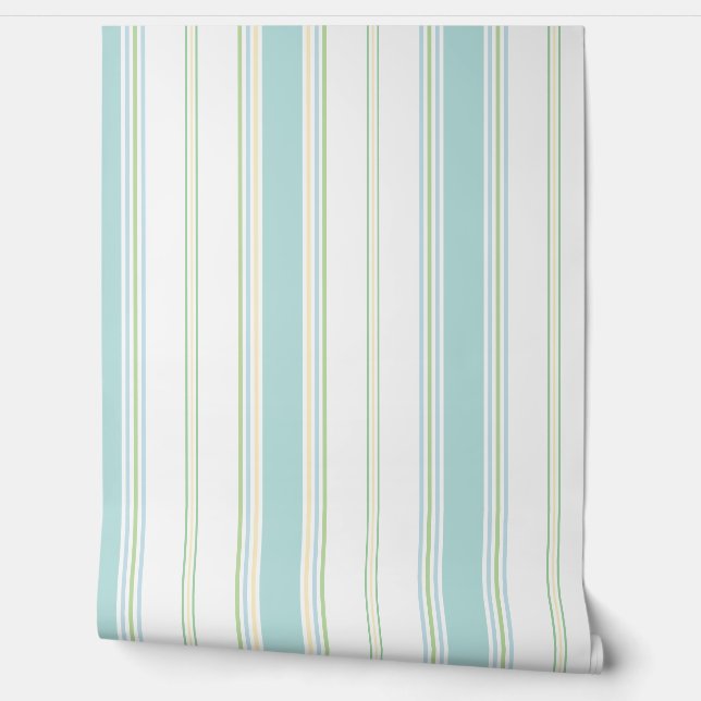 Topsail Stripe seaglass Wallpaper (Unrolling)