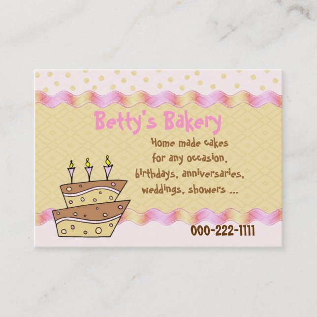 Topsy Turvy Cake Bakery Business Card (Front)