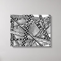Topsy Turvy Entwined Black and White Lines Canvas