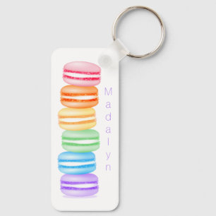 topsy turvy rainbow macarons girls name key ring