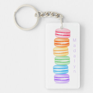 topsy turvy rainbow macarons personalised key ring