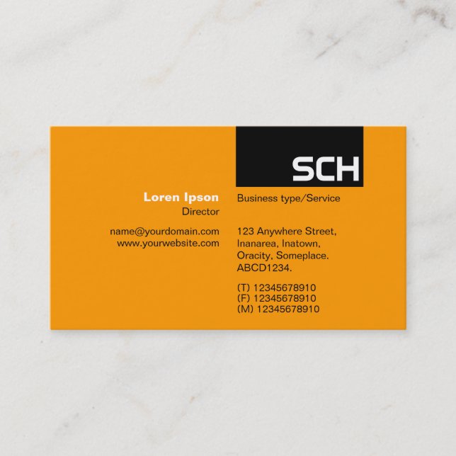 TopTag - Black with Orange Business Card (Front)