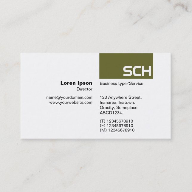 TopTag - Olive Drab Business Card (Front)
