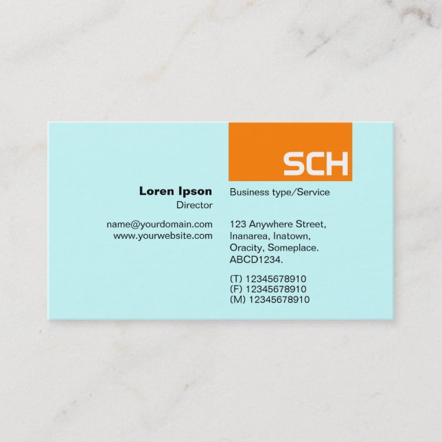 TopTag - Orange on Ice Blue Business Card (Front)