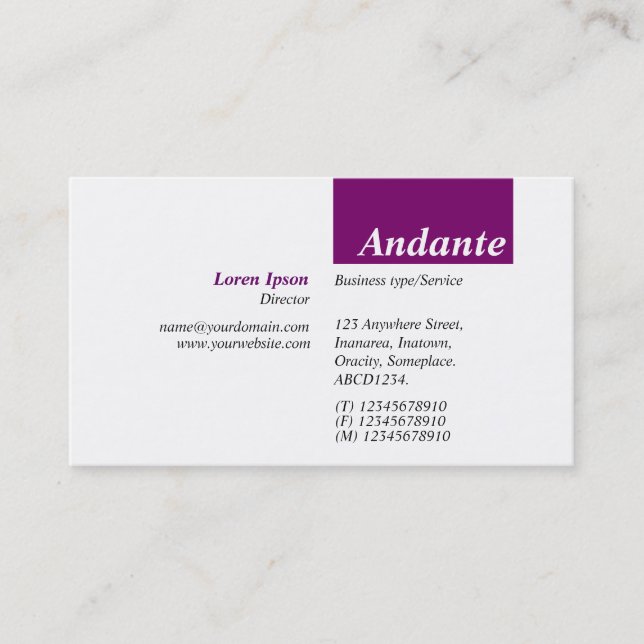 TopTag v3 - Plum Business Card (Front)