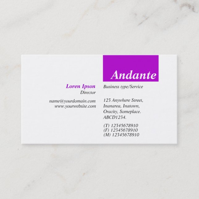 TopTag v3 - Purple Business Card (Front)
