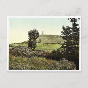 Tor Hill, Glastonbury, England rare Photochrom Postcard
