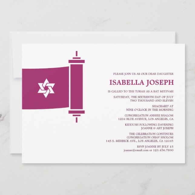 Torah Bat Mitzvah Invitation (Front)