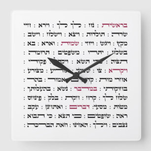 Torah Parshiot Parshas Weekly Readings in Hebrew Square Wall Clock