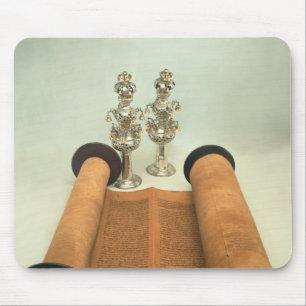 Torah scroll with Silver Crown finials Mouse Mat