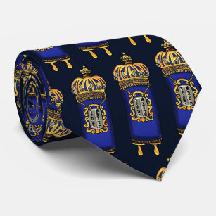 Torah with Blue Velvet and Ornate Gilt Covering Tie