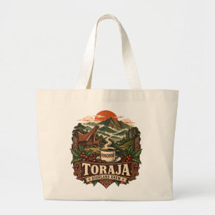 Toraja Highland Brew Vintage Indonesian Coffee Tot Large Tote Bag