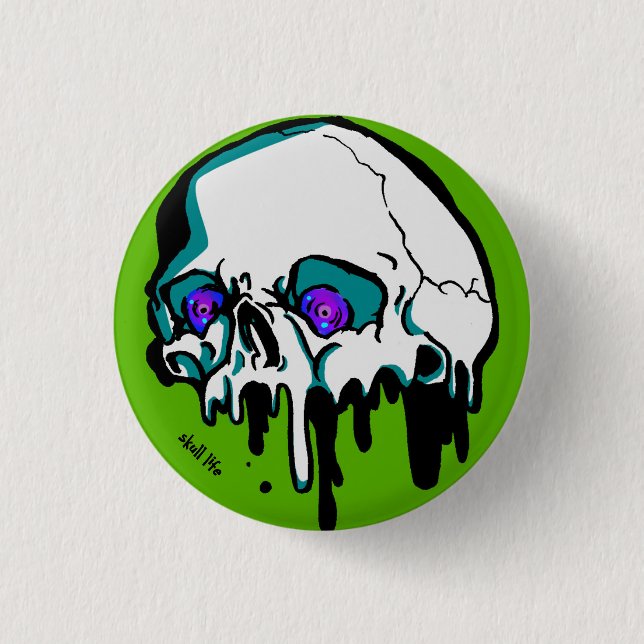 Toraru Skull (green) Your Custom Round can badge (Front)